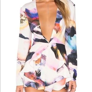Kendall and Kylie Revolve XS floral waterfront one-piece short jumper